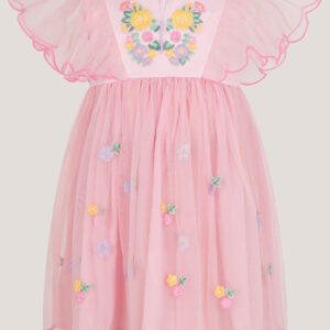 Baby Butterfly Tulle Jersey Dress Pink
