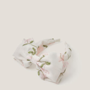 Floral Embroidered Bow Headband