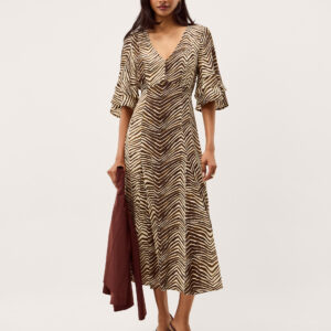 Pippa Animal Print Midi Dress Green
