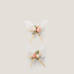 2-Pack Satin Rose Butterfly Hair Clips