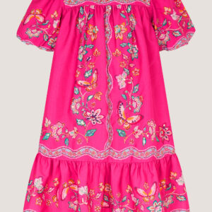 Ariella Sequin Print Scallop Trim Dress Pink