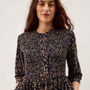 Aurelie Floral Jersey Midi Dress Black