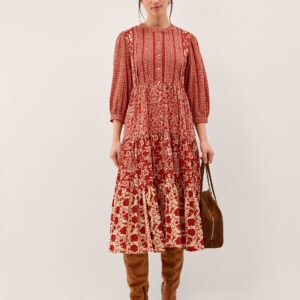 Palmer Floral Jersey Midi Dress Red