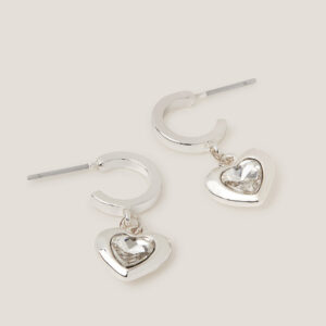 Heart Gemstone Hoop Drop Earrings