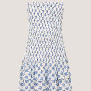 Floral Print Smocked Dress White