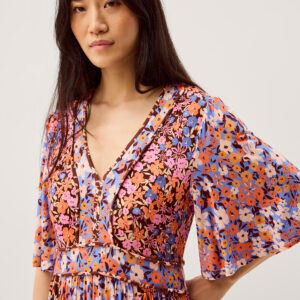 Ceri Floral Print Jersey Midi Dress Multi