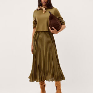 Penny Pleated Midi Dress Green