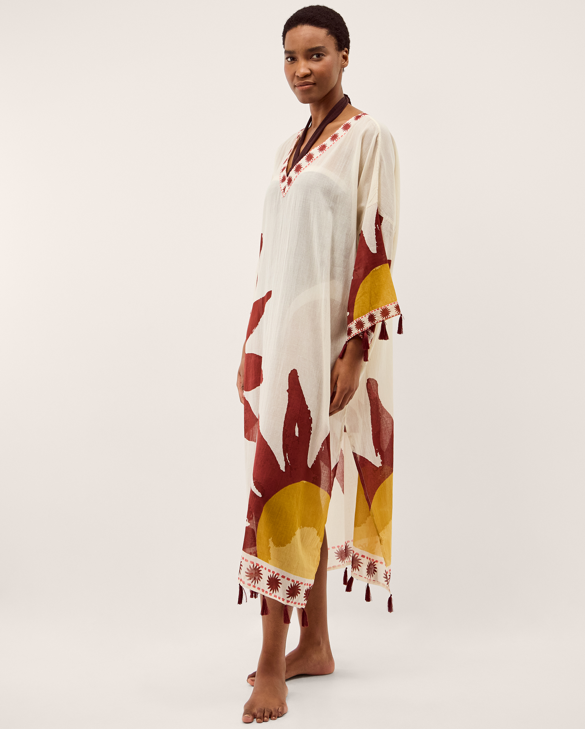 Anissa Sun Print Midi Kaftan