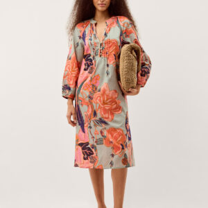 Carmen Floral Midi Tunic Dress Green