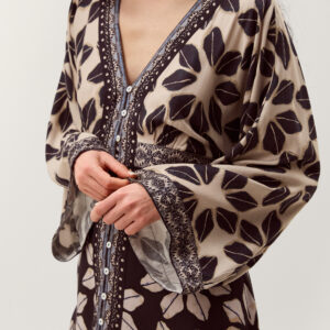 Ellison V-Neck Floral Print Midi Dress Blue