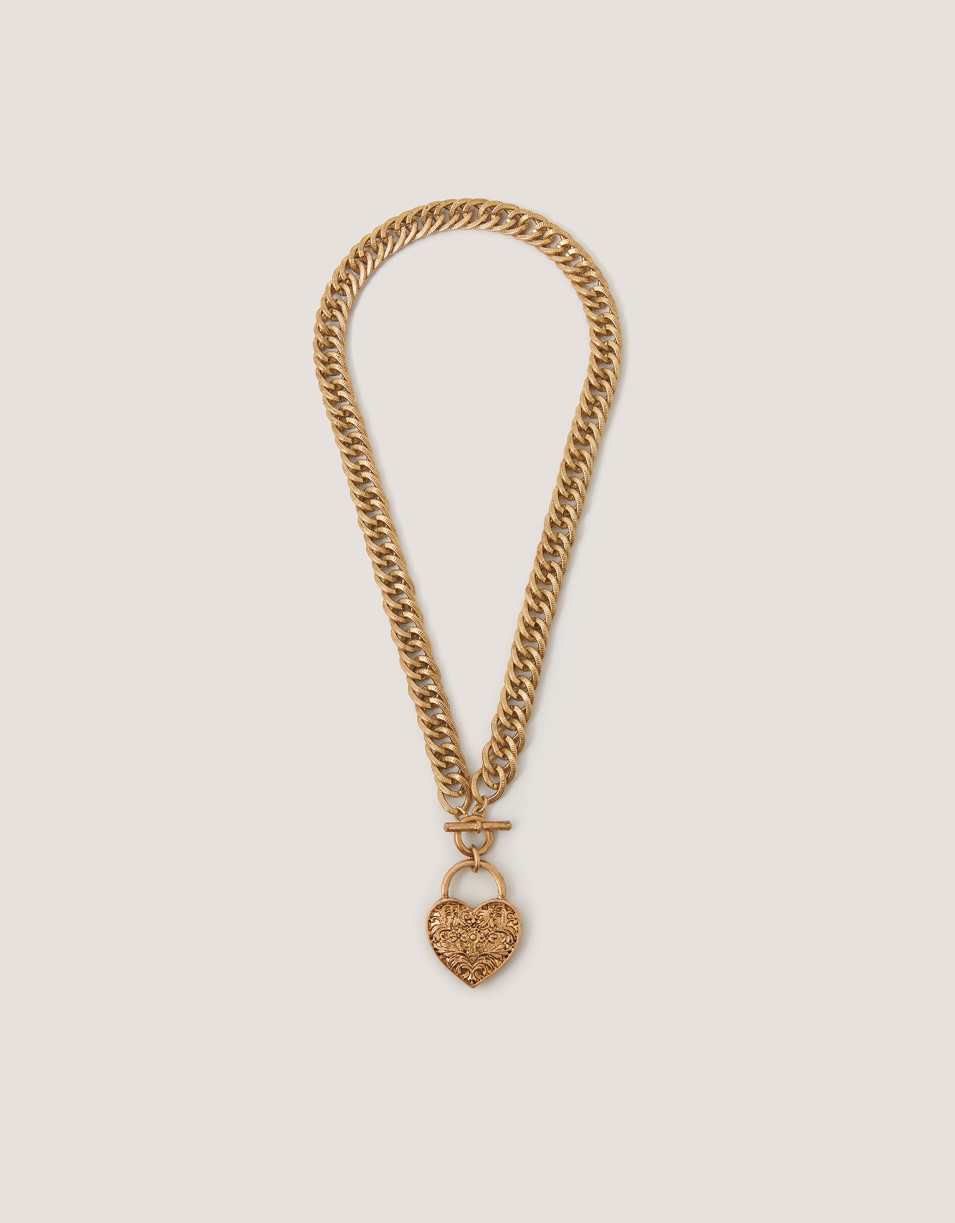 Heart Padlock T-Bar Necklace