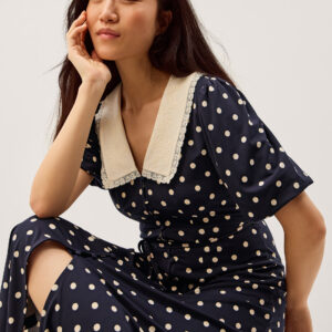 Stella Polka Dot Jersey Midi Dress Blue