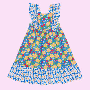 Frugi Audrey Floral Print Frill Dress Blue
