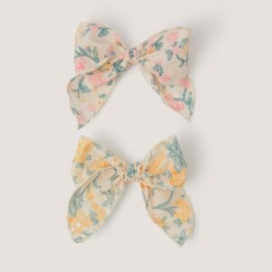 2-Pack Floral Broderie Bow Hair Clips