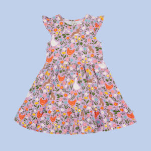 Frugi Olivia Printed Skater Dress Purple
