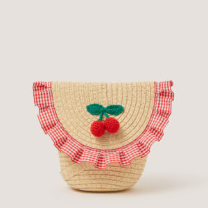 Cherry Gingham Straw Bag