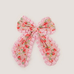 Strawberry Gingham Bow Hair Clip