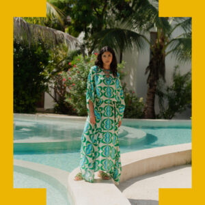 Sundress Lavande Printed Maxi Kaftan Green