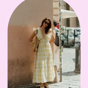 Sundress Shandrani Shimmer Ruffle Maxi Dress Gold