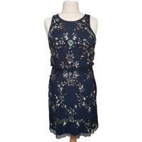 Adrianna Papell Beaded Blouson Short Dress Navy  Size: 16