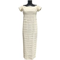 Yvonne Damant Cap-sleeve Maxi Sheath Dress Ivory Size: 8