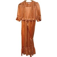 Sandro Long Puff Sleeve Wrap Dress. Orange. Size: M
