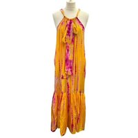 Anna Kosturova Silk Tie-dye Maxi Dress Orange And Pink Size: L