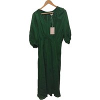 Jigsaw Silk Mix Fit And Flare Dress Green Size: 12