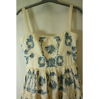 Aguabendita New- Short Dress - Cotton  Blue/ Ivory Size: Xs