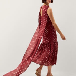 Claire Polka Dot Midi Dress Red