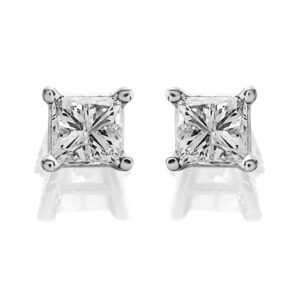 14ct White Gold Diamond Solitaire Stud Earrings - 3/4ct per pair - AGI Certificated