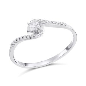 9ct White Gold Twist Diamond Ring - 15pts