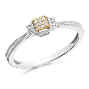 9ct Gold Two Colour Diamond Ring - 5pts