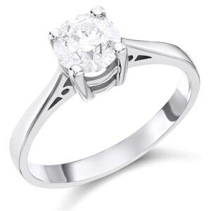18ct White Gold Diamond Solitaire Engagement Ring - 90pts - G/I2