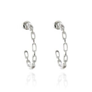 Cachet Raja Silver Tone Link Hoop Earrings