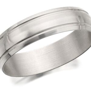 18ct White Gold Banded Wedding Ring - 5mm - Size O Only
